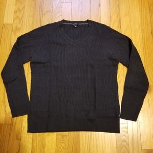 Nautica Long Sleeve V-Neck Pullover Logo Knit Sweater Blue Women's Size Large